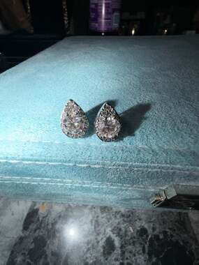 GRA Certified Moissanite Pear Shape Teardrop Halo Stud Earrings